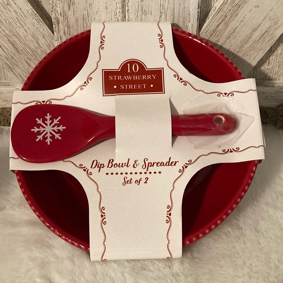 10 Strawberry Street Holiday Dip Bowl with Spreader - Picture 1 of 7